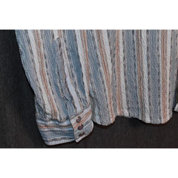 Scully Western Button Up Men's XL Pearl Snap Long Sleeve Striped Shirt - Picture 4 of 11